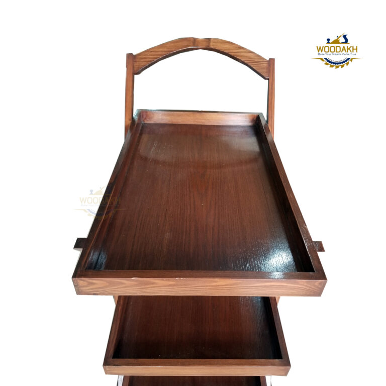 WOODAKH Tea Trolley Serving 3 Portion Kitchen Tea Trolley WoodAKH